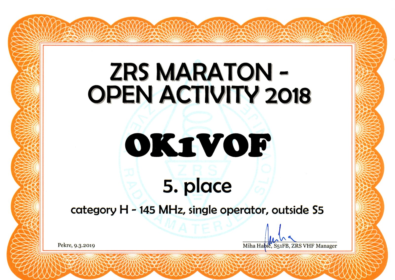 2018 ZRS Maraton OK1VOF 144 MHz