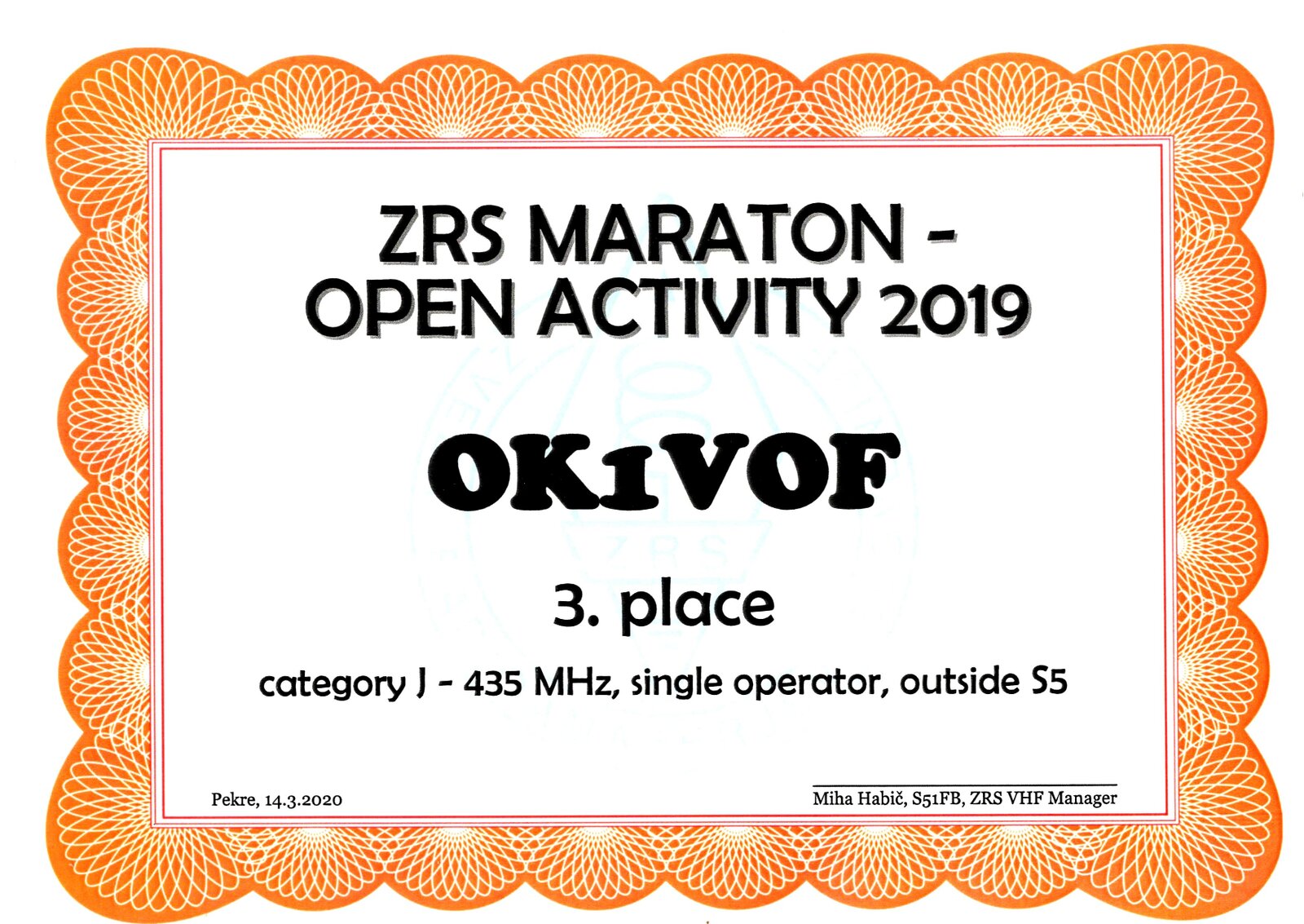 2019 ZRS Maraton 432 MHz